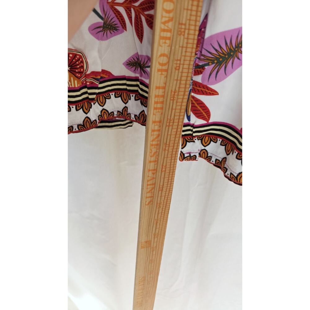 Haute Hippie 100% Rayon Pink White Tropical Floral Wide Leg Pant XS Coastal Boho - Picture 7 of 12